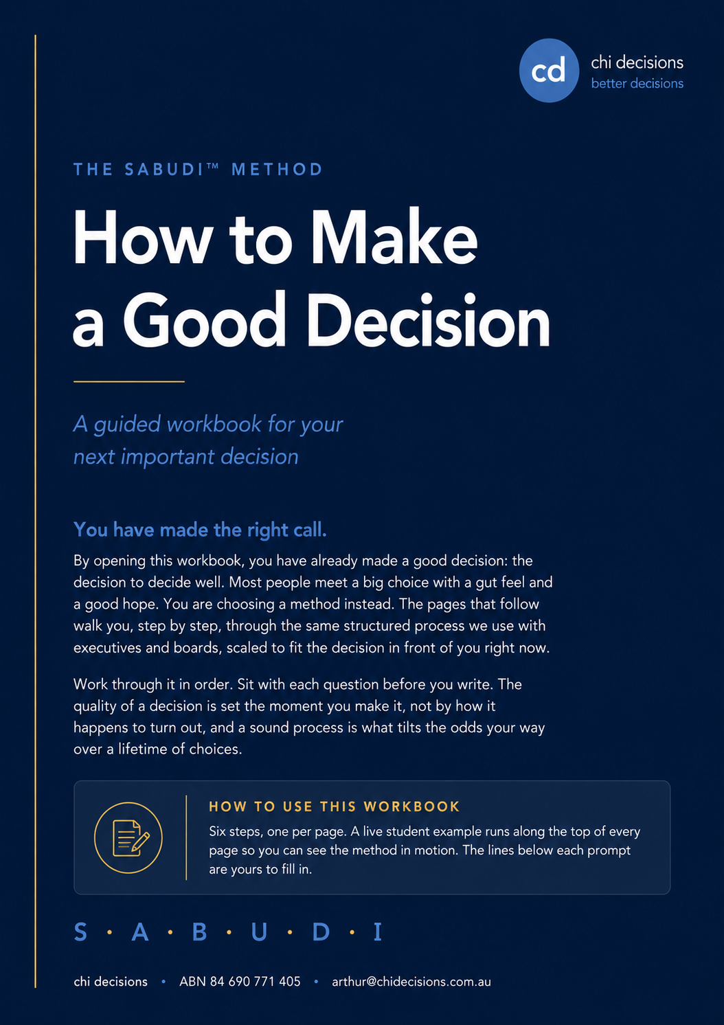 How to Make a Good Decision | SABUDI™ Guided Workbook (Digital Download)